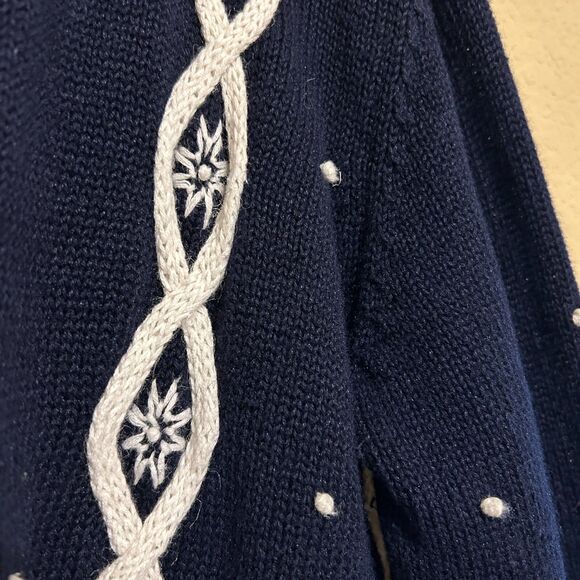 Vintage Susan Bristol Cardigan Sweater Christmas Snowflakes Embroidered Large? - Picture 4 of 8